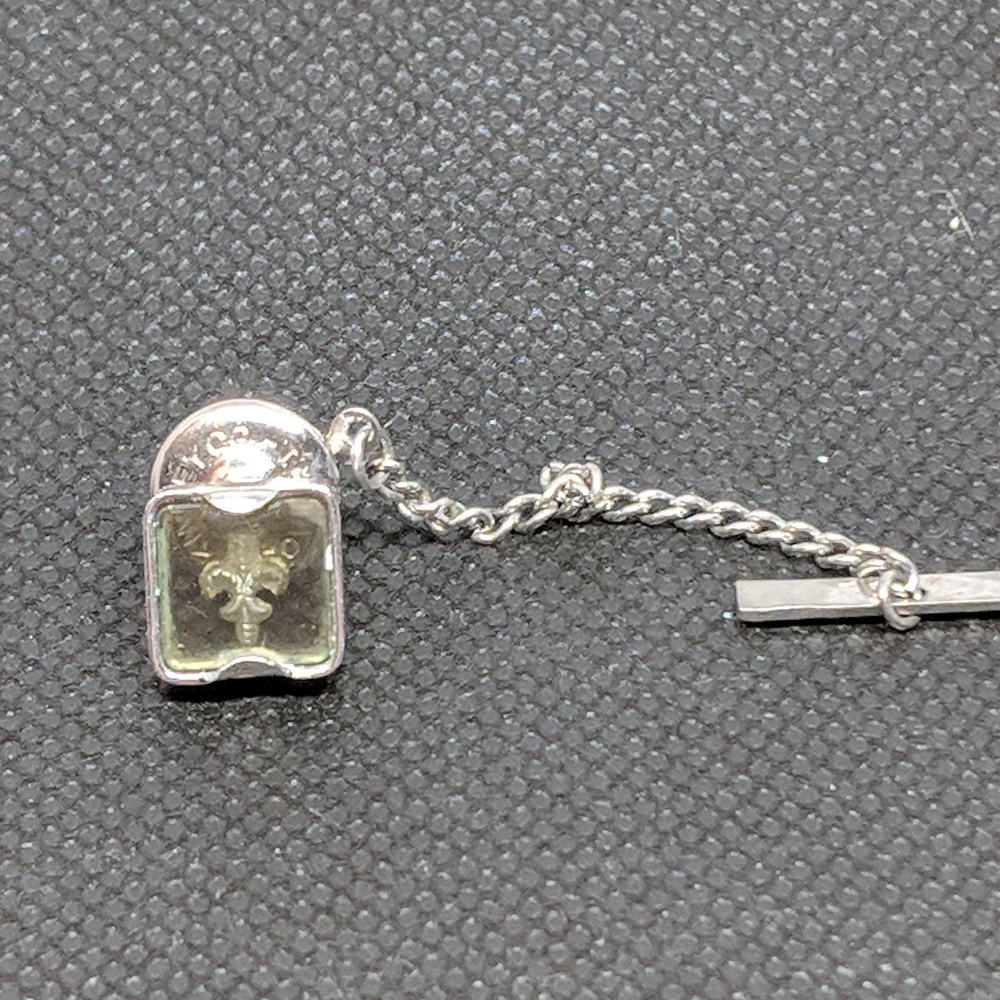 Vintage Fleur de Lis Tie Tack Reverse Carved